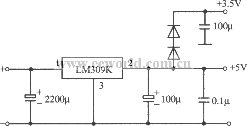 lm309k集成稳压器构成的5v1a稳压电源电路