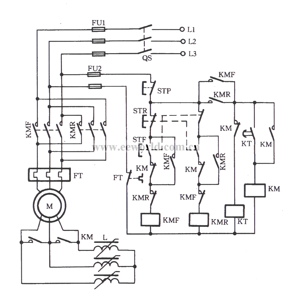 频敏电阻启动式绕线式转子异步电动机自动换向电路