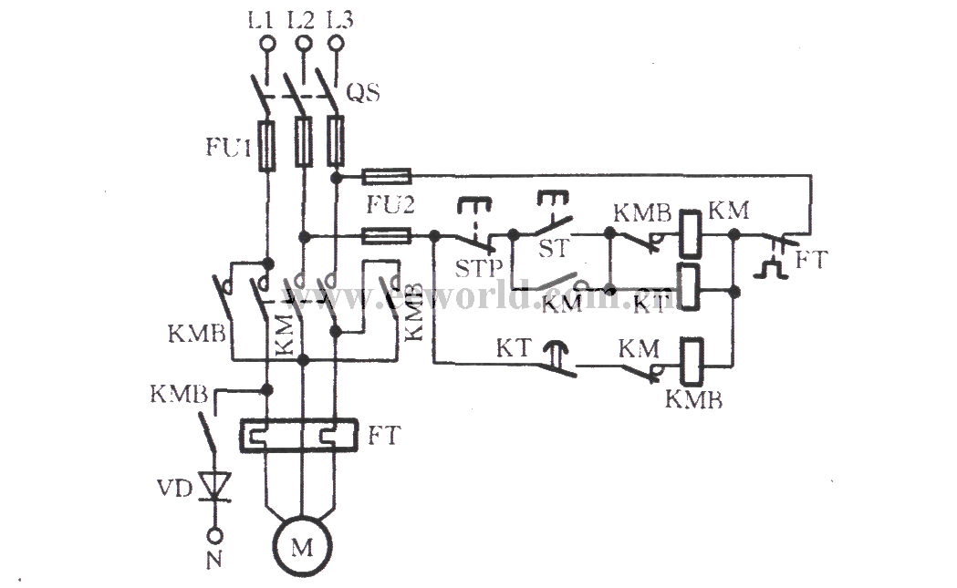 一只二极管整流能耗制动电路