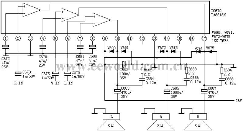 ta8218ah引脚功能及参考电压:1脚:1.9v——反向输入端2脚:2.