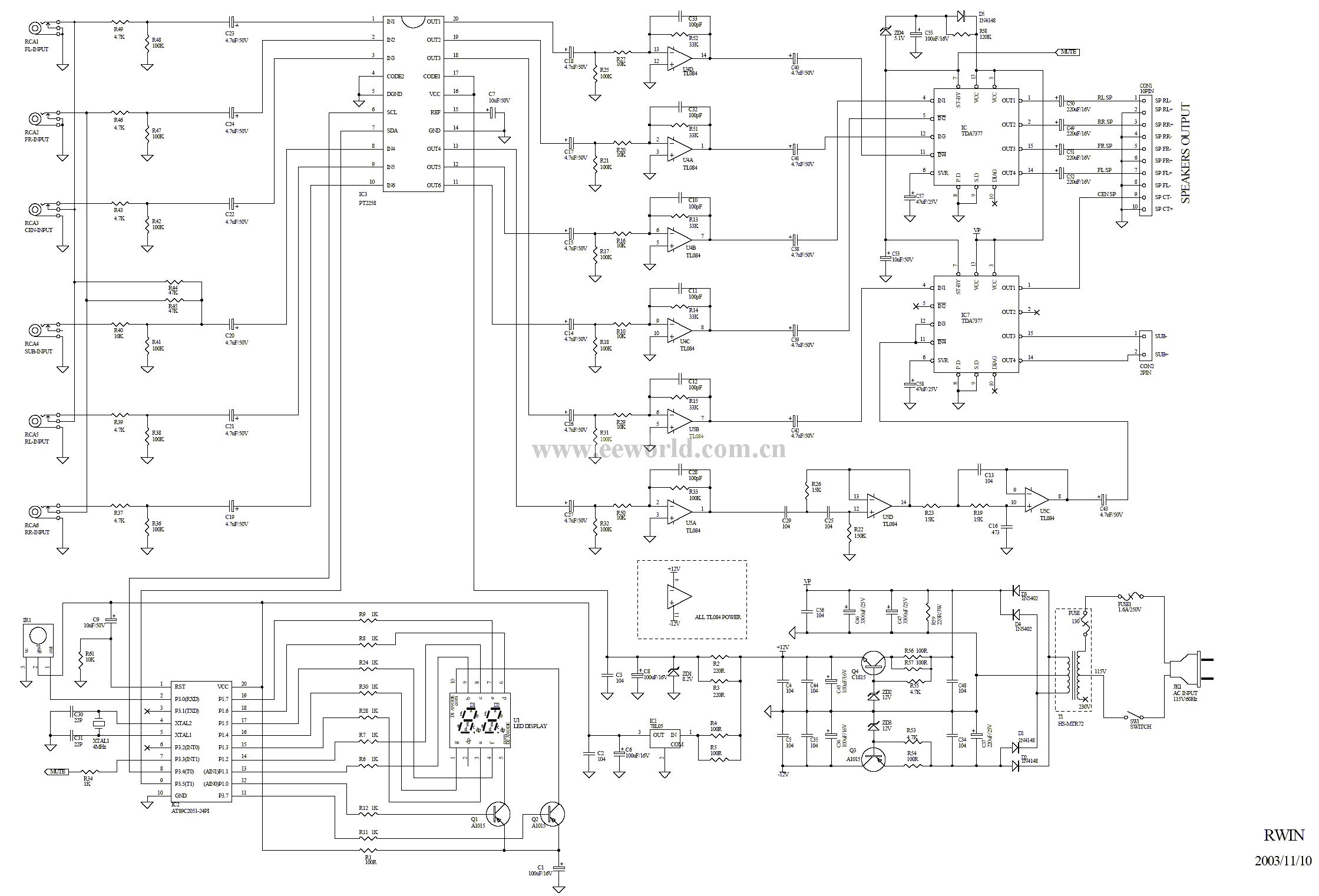 1c功放系統 --電子電路圖--電子工程世界